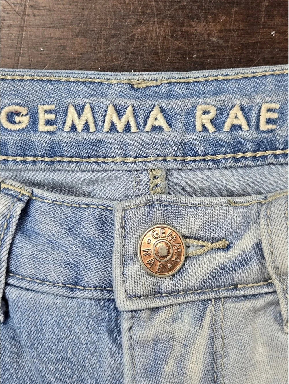 Gemma Rae Two-Tone Distressed Denim Jeans Size 7